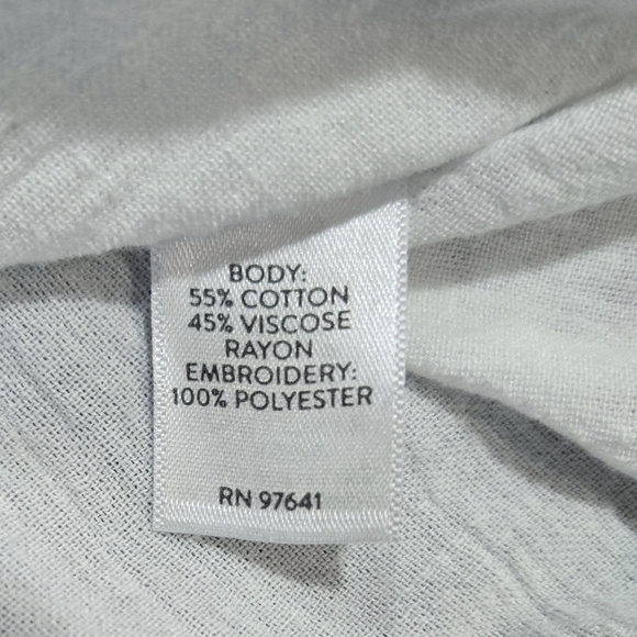 J. Jill White Embroidered Crinkle Gauze Peasant Tunic Beachy Boho Vacation - Picture 8 of 8